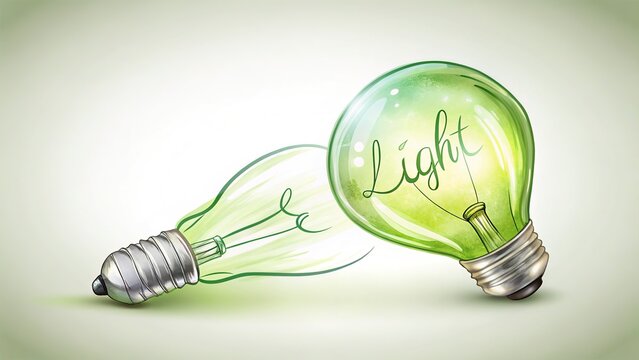 Green illustration bulb, ready for your message.