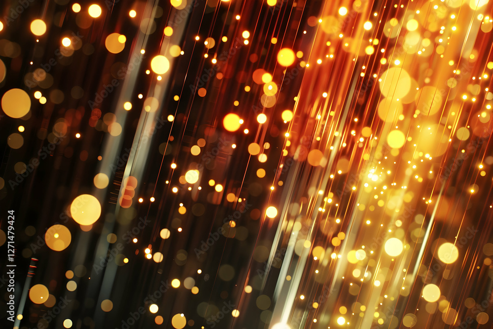 Aufkleber abstract golden light streaks creating a festive atmosphere with shimmering bokeh effects