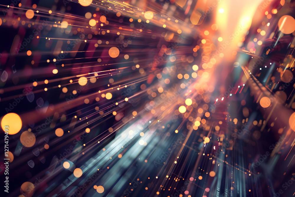 Poster abstract light trails and bokeh effect creating a vibrant atmosphere in a cityscape