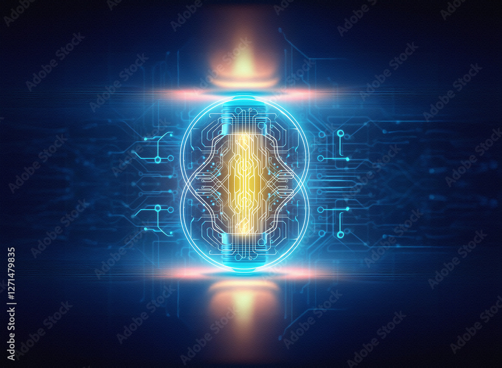 Aufkleber abstract sci-fi background with glowing energy core. digital illustration depicts futuristic technol