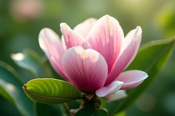 Fototapeta premium Closeup of a Beautiful Pink Magnolia Flower in Bloom