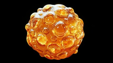 Transparent Amber Sphere with Bubbles Aesthetic Orb 3D Render