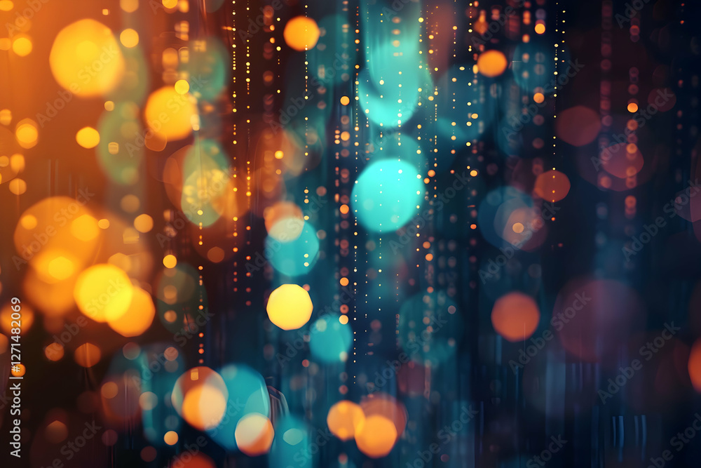 Poster abstract bokeh background with vibrant colors and blurred lights creating a dreamy atmosphere