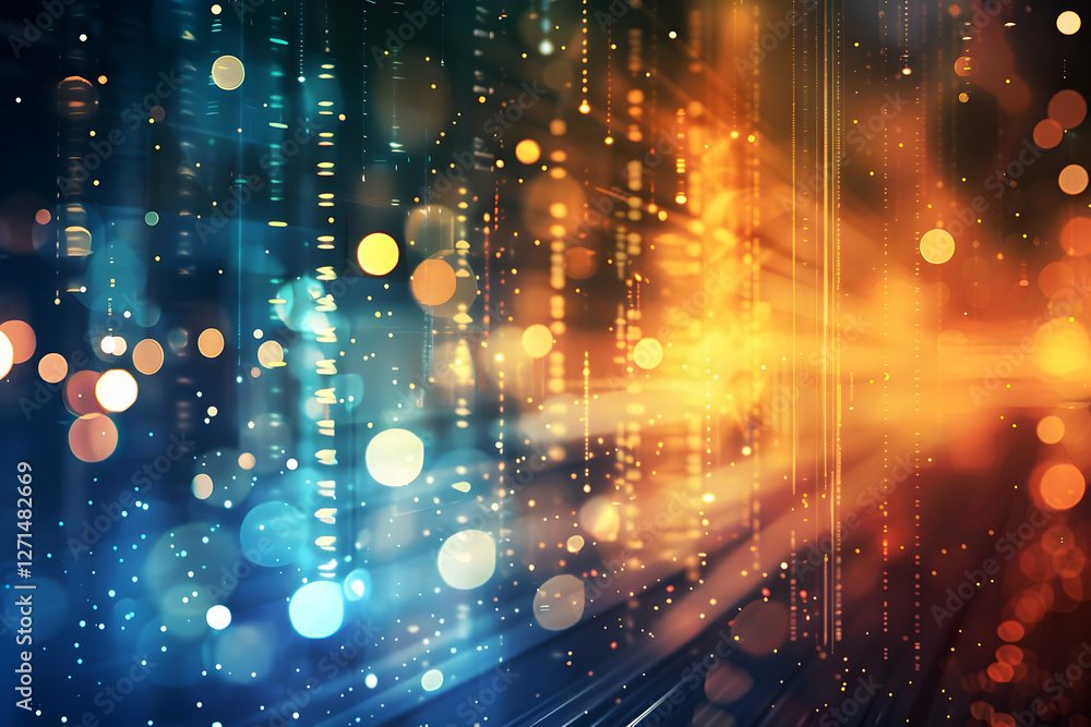 Poster vibrant abstract background with colorful bokeh lights and dynamic light streaks creating energy