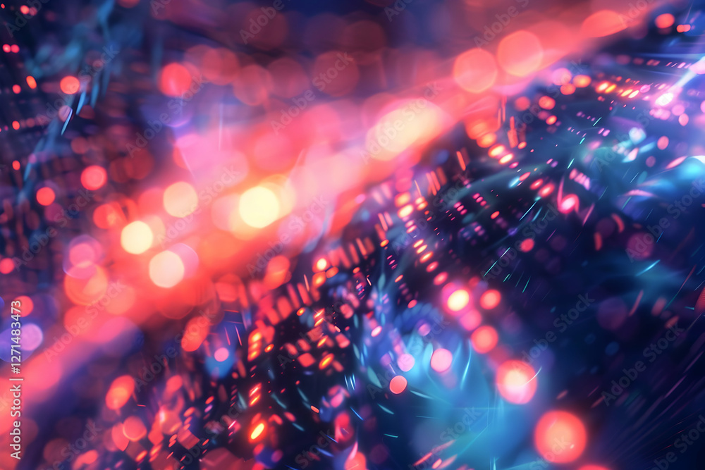 Aufkleber abstract colorful light trails creating dynamic patterns in a digital space environment