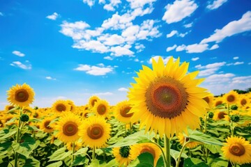 Sunflower field sky landscape outdoors.