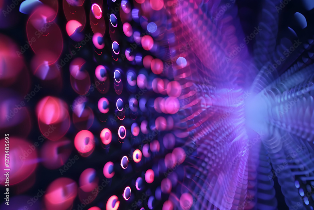 Poster abstract digital art showcasing vibrant light patterns and colors in a futuristic setting