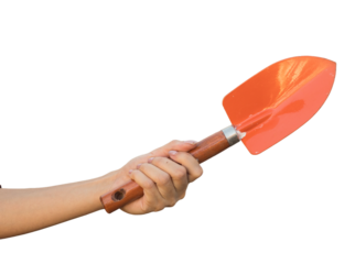 gardening shovel in hand, transparency png