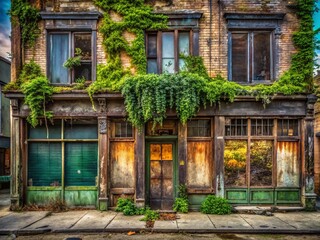 Abandoned Store Front, Boarded Windows, Rustic Landscape Photography