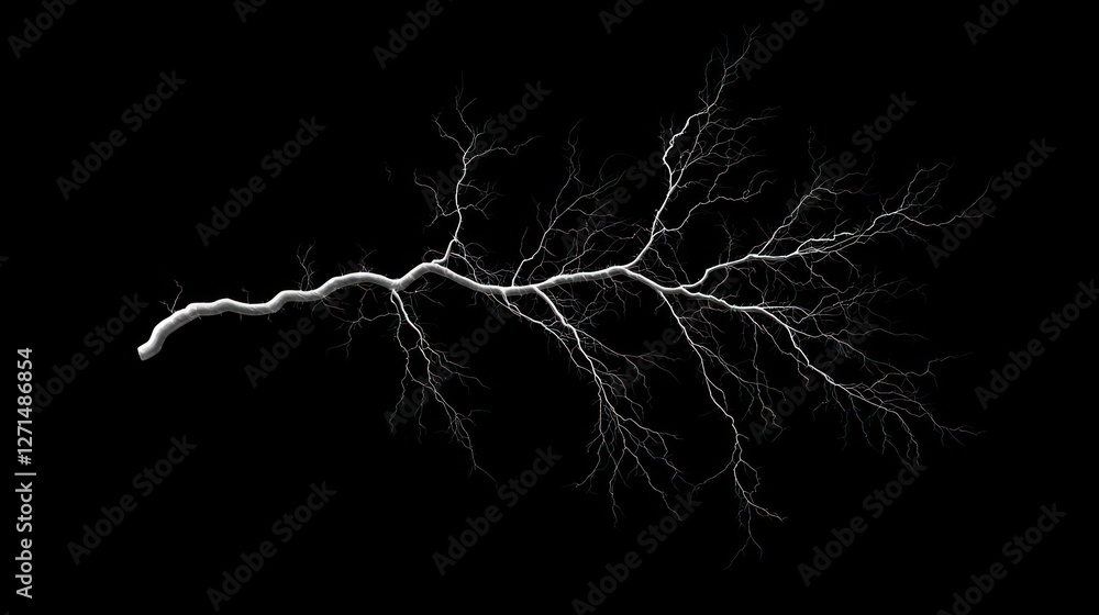 Poster Abstract Branching Lightning Pattern on Black Background