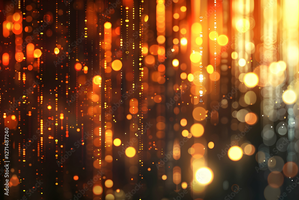 Poster abstract background with shimmering golden lights and bokeh effects creating a festive atmosphere
