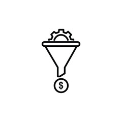 Sales funnel vector icon on a white background.