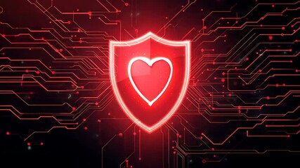 Digital Shield with Heart Symbol Illustrating Cyber Security Concept - Powered by Adobe