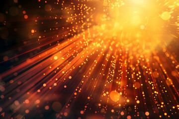 Abstract light rays and bokeh effect creating a warm atmosphere with vibrant colors