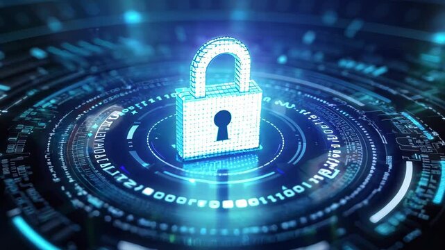 Futuristic Digital Lock Concept with Data Encryption Visuals