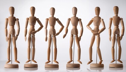 wooden mannequin with a red ribbon