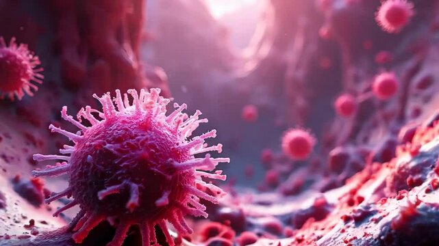 Abstract Representation of Viruses in a Colorful Microscopic Environment