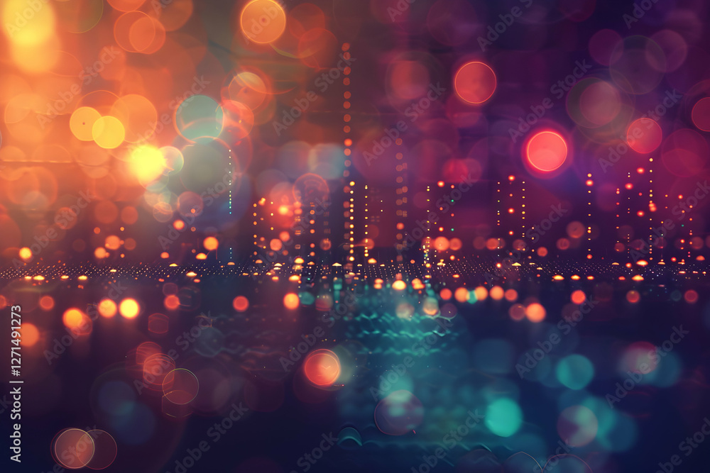 Poster colorful abstract bokeh lights creating a vibrant atmosphere with blurred background effects