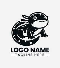 Cute Axolotl Mascot Logo Design, Water Baby Logo, Mexican Salamander Mascot
