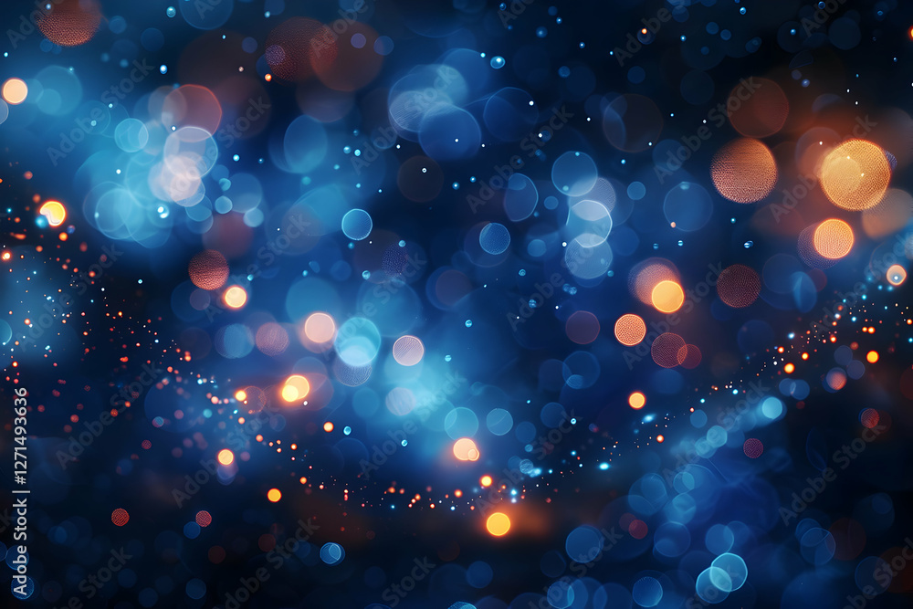 Poster abstract blue and orange bokeh lights creating a dreamy atmosphere with a soft glow