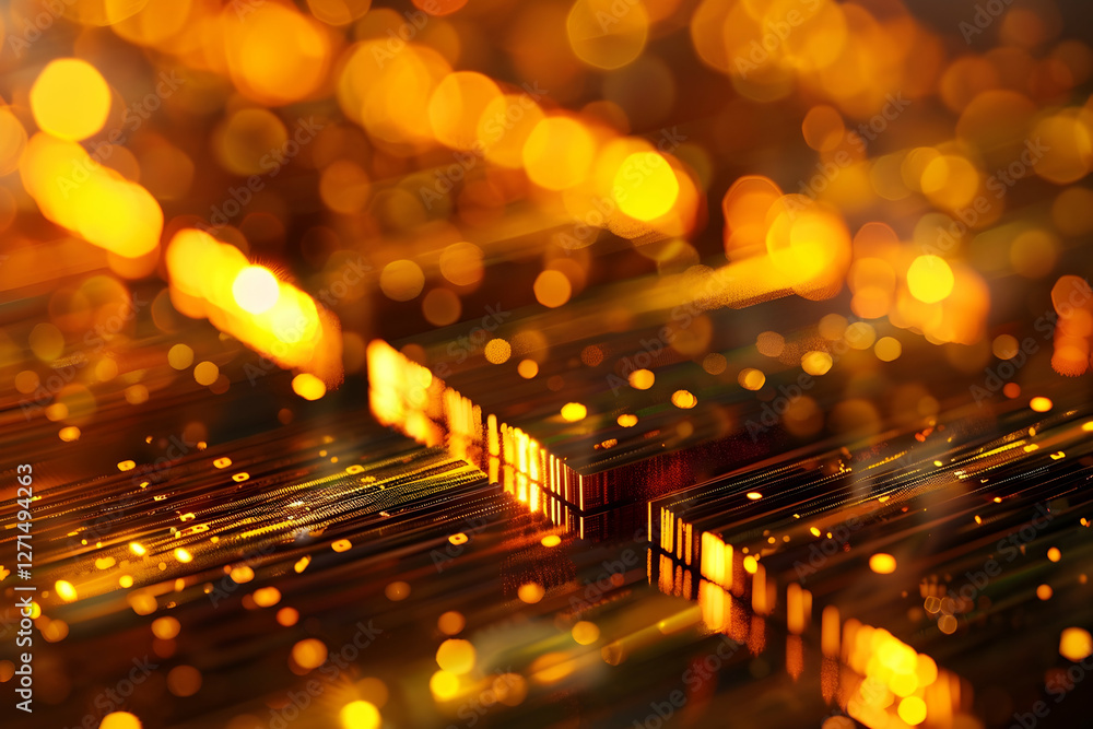 Aufkleber abstract golden bokeh background with shimmering lights and blurred lines, ideal for design