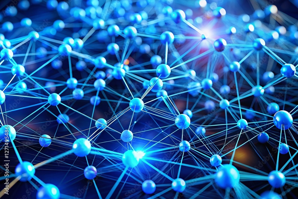 Poster abstract blue network data visualization: candid photography of complex system