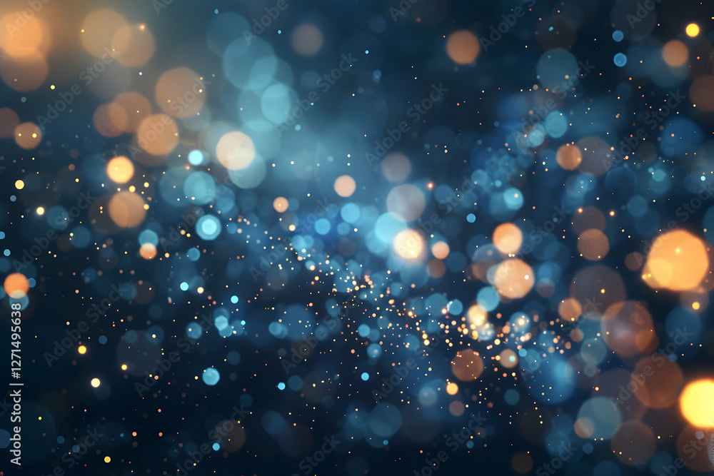 Poster abstract bokeh lights in blue and gold creating a dreamy atmosphere with depth