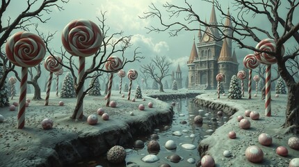 A fantasy landscape with flowers blooming in a lush garden under the summer sun, a vibrant illustration of nature's art