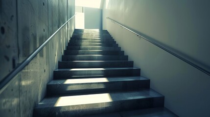 Sunlit Concrete Staircase: Architecture and Modern Design