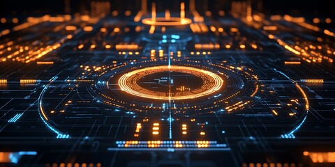 Obraz premium Futuristic Circuit Board Interface, glowing technology