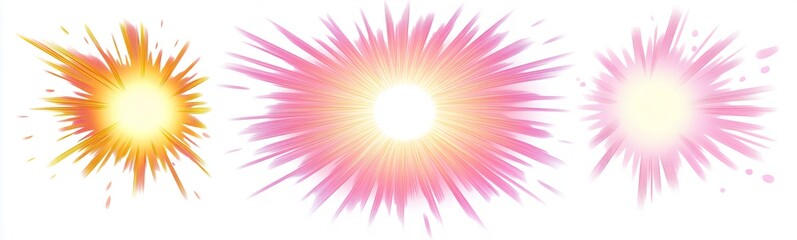 Obraz premium Colorful Explosion of Light with Pink and Yellow Hues Radiating Outward in a Vibrant Atmosphere