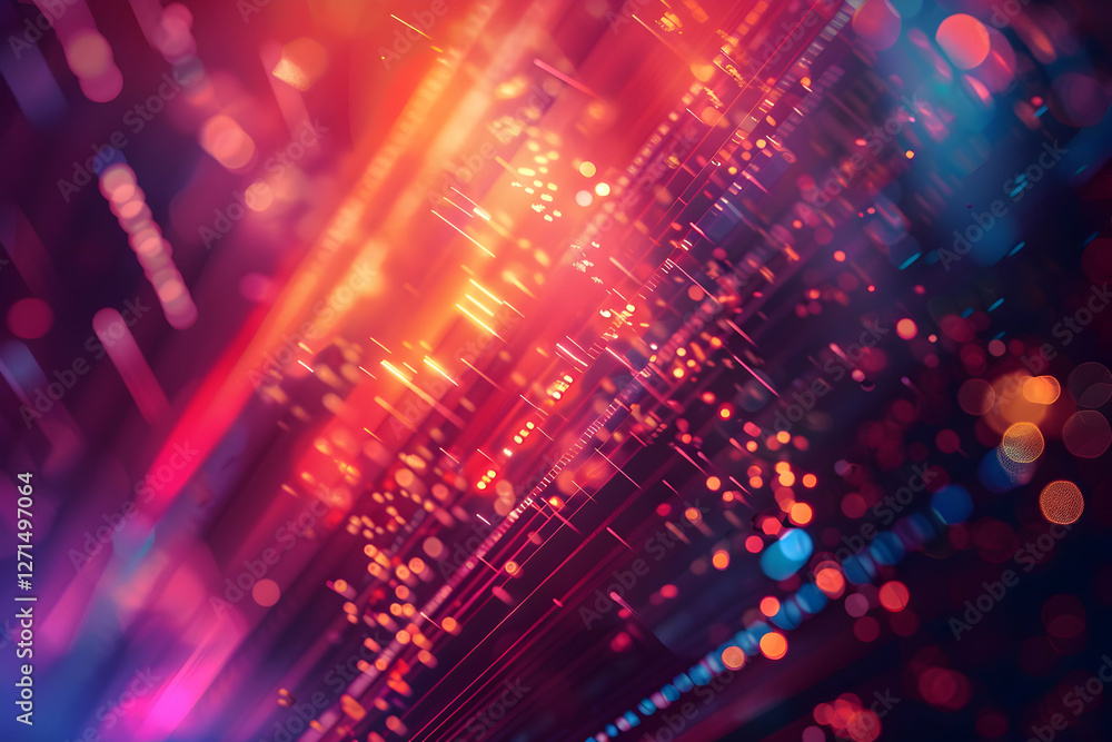 Aufkleber vibrant abstract light trails and bokeh effects creating a dynamic digital atmosphere