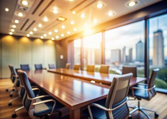 Abstract Blurred Empty Conference Room Background - Business Concept Stock Photo