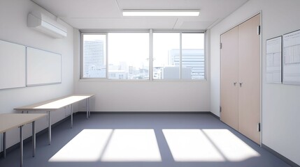 Bright Modern Office Interior with City View