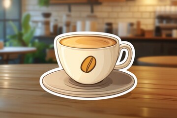 The image features a beautifully designed coffee cup resting on a table, symbolizing elegance and the pleasure of enjoying a crafted cup of coffee.