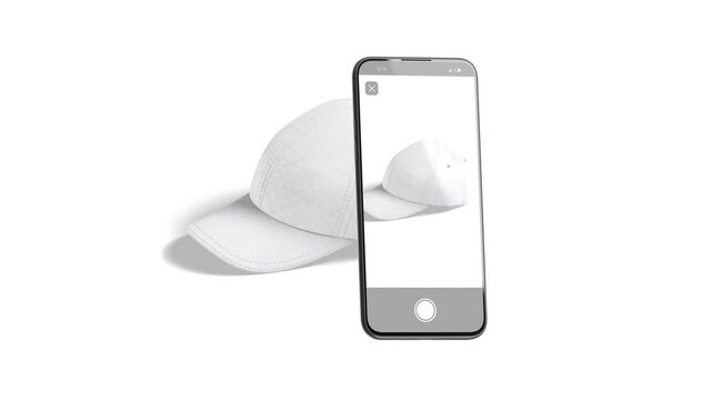 Phone screen capture macro studio photoshoot baseball cap video, 4k