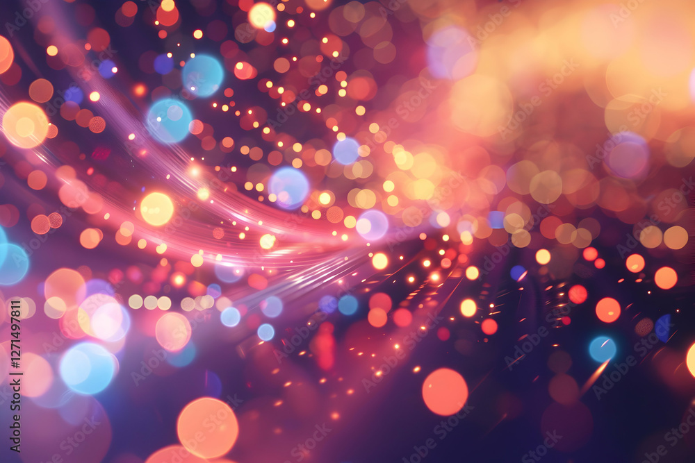 Poster colorful abstract background with swirling bokeh lights creating a vibrant atmosphere