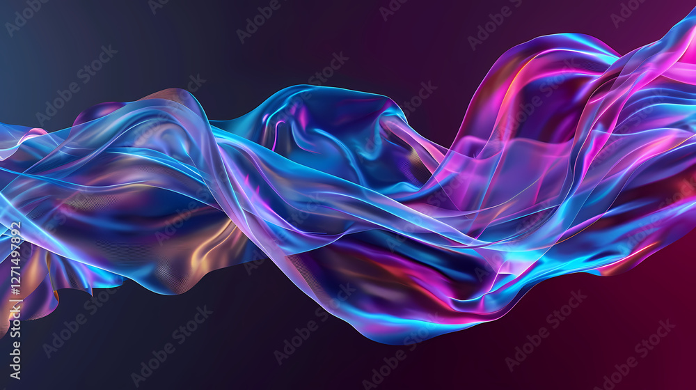 Poster colorful flowing fabric with vibrant hues in a dynamic composition. generative ai