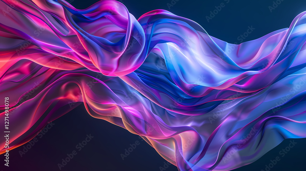 Poster colorful flowing fabric creates dynamic visual movement in abstract art. generative ai