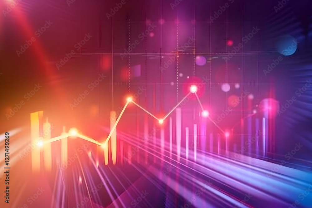 Aufkleber abstract visualization of dynamic data trends with vibrant colors and light effects