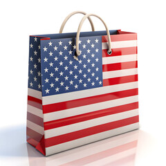 shopping bag with flag of the united states on white