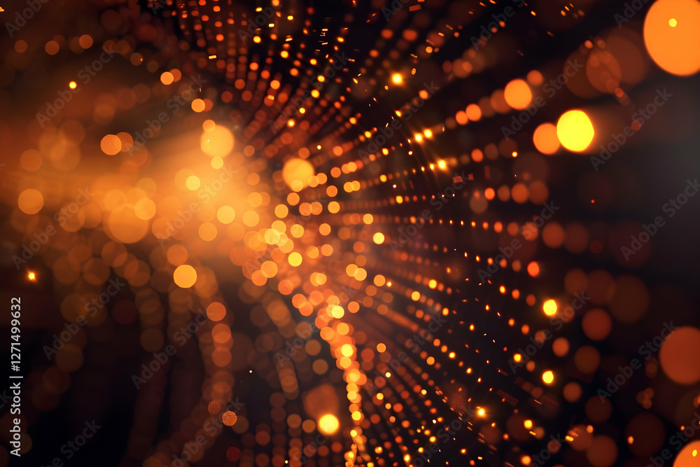 Poster abstract background of glowing orange particles swirling in a dynamic pattern, evoking energy