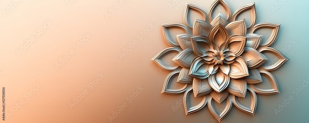 Poster intricate layered paper flower design with gradient background effect