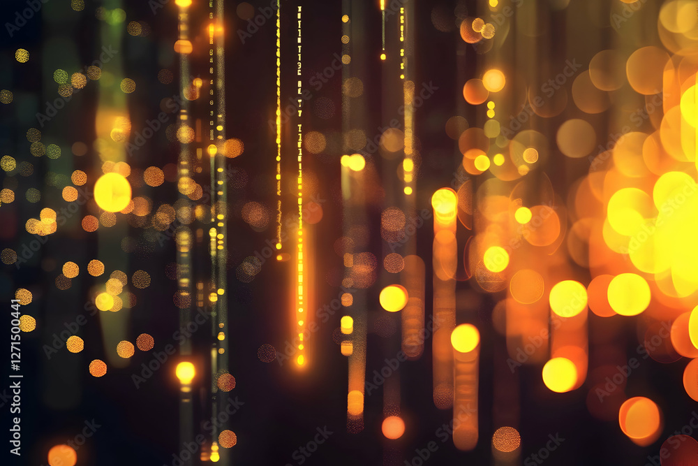 Poster abstract light patterns with golden bokeh effects creating a dreamy atmosphere