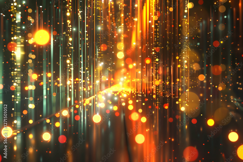 Poster vibrant light trails with colorful bokeh effects creating a dreamy abstract background