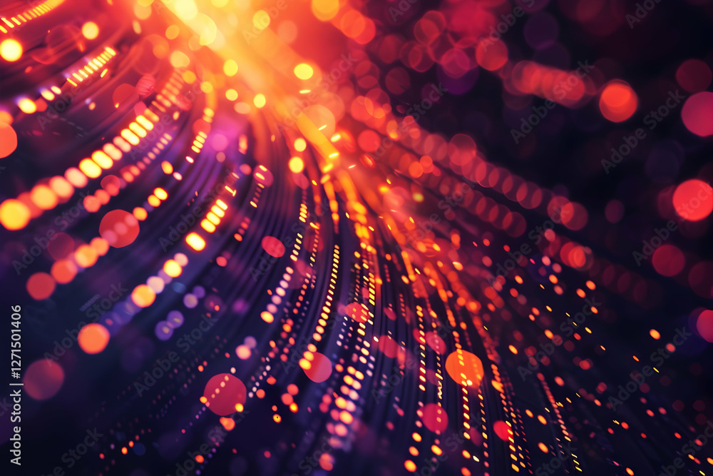 Poster vibrant abstract background with glowing lines and bokeh effects creating a dynamic atmosphere