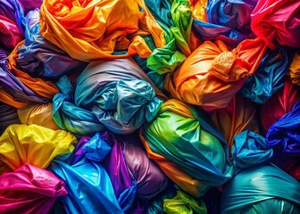 Abstract Eco-Friendly Trash Bags: Colorful Wave Design Stock Photo