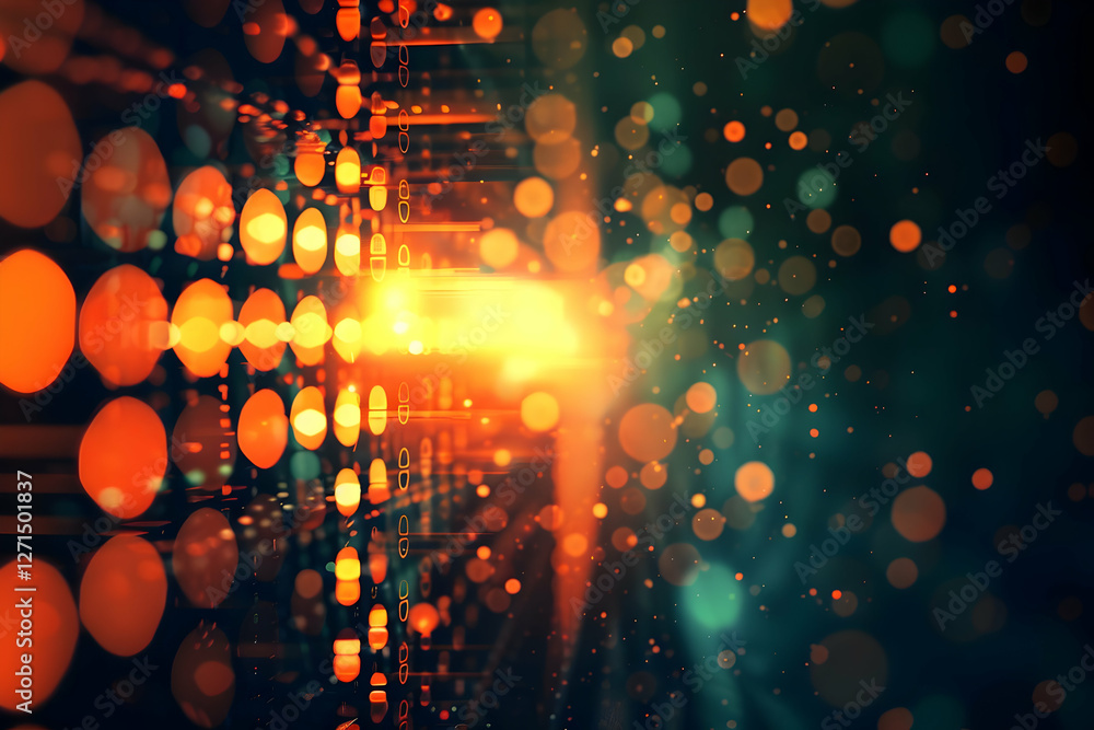 Aufkleber abstract digital background with glowing circles and light beams creating a vibrant atmosphere
