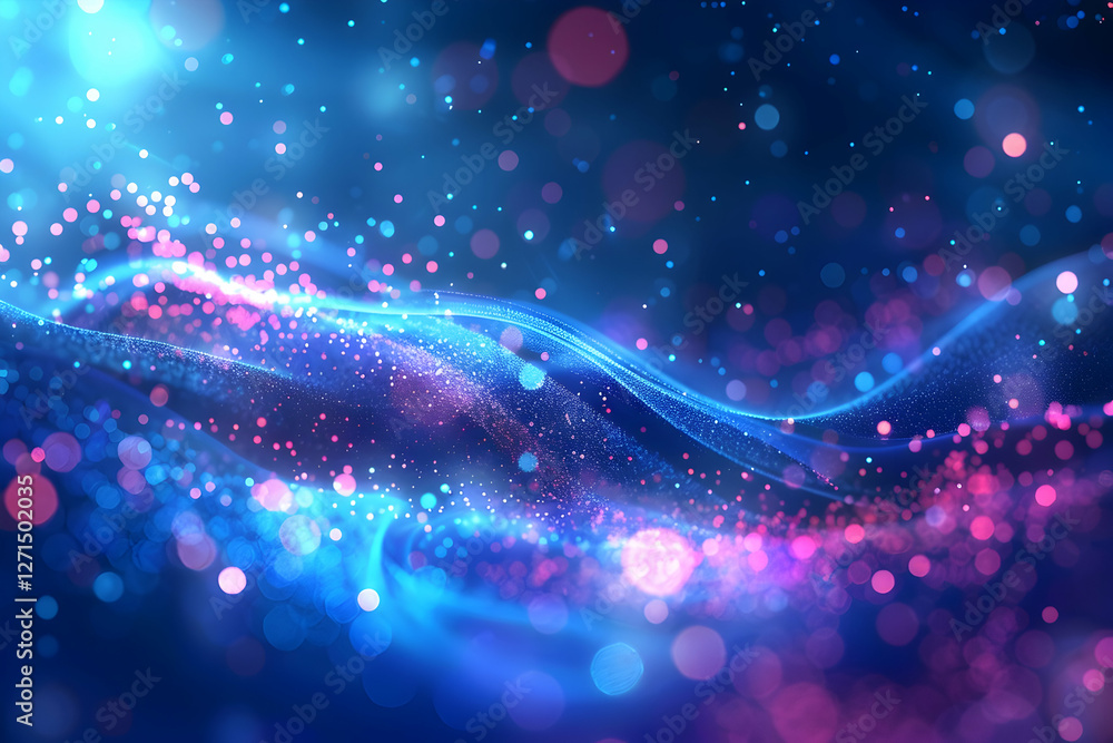 Poster abstract colorful waves of light and particles creating a vibrant background for digital use