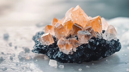 A fine dusting of black Himalayan salt on a smooth white surface, the dark crystals gleaming under the light.